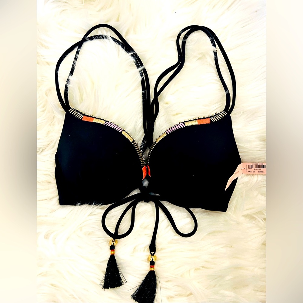 NWT Victoria’s Secret Black Padded “The Gorgeous” Bikini Top 34B